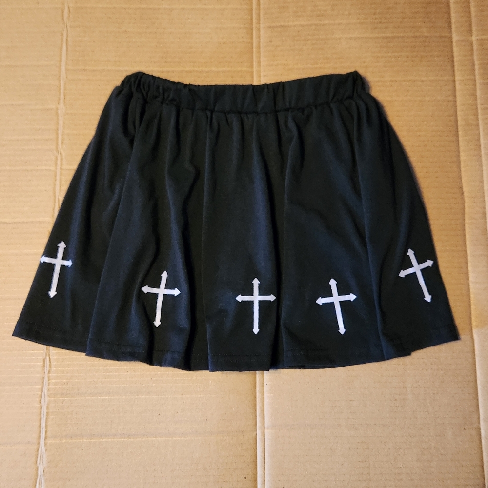 Gothic Cross Black Mini Skirt/Skort